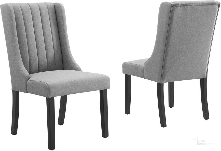 The appearance of Renew Parsons Fabric Dining Side Chairs - Set of 2 EEI-4245-LGR designed by Modway in the modern / contemporary interior design. This light gray piece of furniture  was selected by 1StopBedrooms from Renew Collection to add a touch of cosiness and style into your home. Sku: EEI-4245-LGR. Product Type: Side Chair. Material: MDF. Image1
