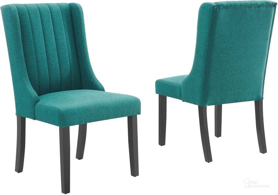 The appearance of Renew Parsons Fabric Dining Side Chairs - Set of 2 EEI-4245-TEA designed by Modway in the modern / contemporary interior design. This teal piece of furniture  was selected by 1StopBedrooms from Renew Collection to add a touch of cosiness and style into your home. Sku: EEI-4245-TEA. Product Type: Side Chair. Material: MDF. Image1