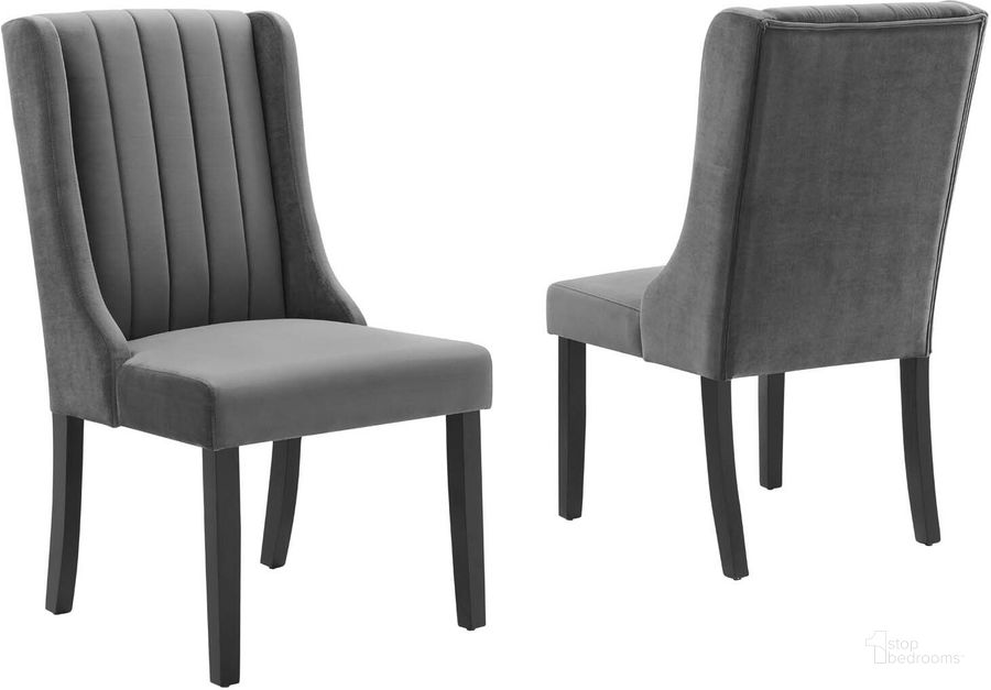 The appearance of Renew Parsons Performance Velvet Dining Side Chairs - Set of 2 EEI-4244-GRY designed by Modway in the modern / contemporary interior design. This gray piece of furniture  was selected by 1StopBedrooms from Renew Collection to add a touch of cosiness and style into your home. Sku: EEI-4244-GRY. Product Type: Side Chair. Material: MDF. Image1