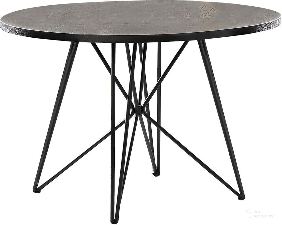 The appearance of Rennes Black And Gunmetal Dining Table designed by Coaster in the modern / contemporary interior design. This black piece of furniture  was selected by 1StopBedrooms from Rennes Collection to add a touch of cosiness and style into your home. Sku: 106340B1;106340B2. Table Base Style: Trestle. Table Top Shape: Round. Product Type: Dining Table. Material: MDF. Size: 48". Image1