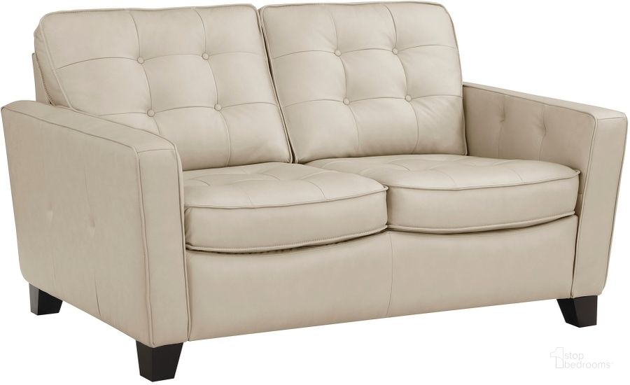 The appearance of Renzo Leather Loveseat In Beige designed by Homelegance in the modern / contemporary interior design. This beige piece of furniture  was selected by 1StopBedrooms from Renzo Collection to add a touch of cosiness and style into your home. Sku: 9266BEG-2. Material: Leather. Product Type: Loveseat. Image1