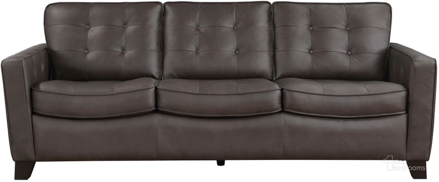 The appearance of Renzo Leather Sofa In Brown designed by Homelegance in the modern / contemporary interior design. This brown piece of furniture  was selected by 1StopBedrooms from Renzo Collection to add a touch of cosiness and style into your home. Sku: 9266BRW-3. Material: Leather. Product Type: Sofa. Image1