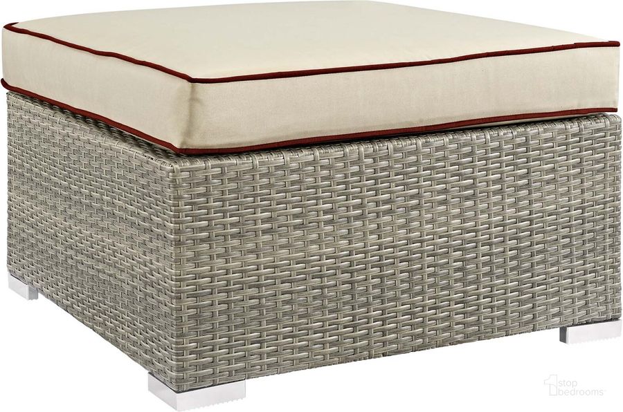 The appearance of Repose Light Gray Beige Outdoor Patio Upholstered Fabric Ottoman designed by Modway in the modern / contemporary interior design. This light gray beige piece of furniture  was selected by 1StopBedrooms from Repose Collection to add a touch of cosiness and style into your home. Sku: EEI-2962-LGR-BEI. Material: Polyester. Product Type: Outdoor Ottoman. Image1