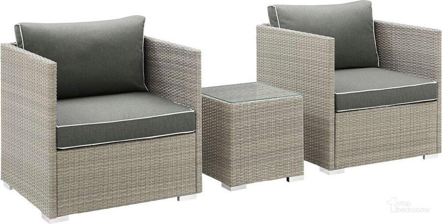 The appearance of Repose 3-Piece Outdoor Patio Sectional Set In Light Gray Charcoal designed by Modway in the modern / contemporary interior design. This light gray charcoal piece of furniture  was selected by 1StopBedrooms from Repose Collection to add a touch of cosiness and style into your home. Sku: EEI-3006-LGR-CHA-SET. Material: Rattan. Product Type: Outdoor Conversation Set. Image1