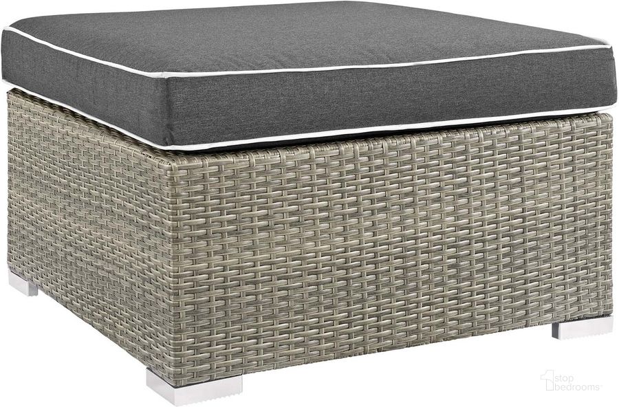 The appearance of Repose Light Gray Charcoal Outdoor Patio Upholstered Fabric Ottoman designed by Modway in the modern / contemporary interior design. This light gray charcoal piece of furniture  was selected by 1StopBedrooms from Repose Collection to add a touch of cosiness and style into your home. Sku: EEI-2962-LGR-CHA. Material: Polyester. Product Type: Outdoor Ottoman. Image1