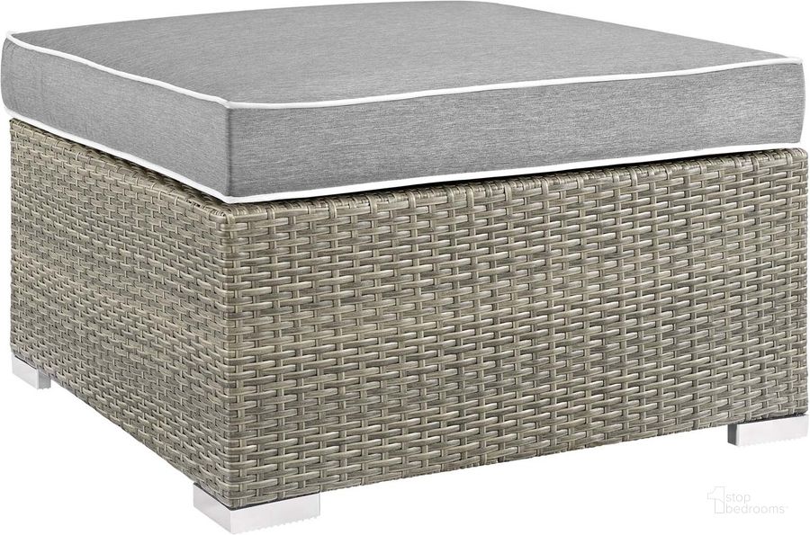The appearance of Repose Light Gray Gray Outdoor Patio Upholstered Fabric Ottoman designed by Modway in the modern / contemporary interior design. This light gray gray piece of furniture  was selected by 1StopBedrooms from Repose Collection to add a touch of cosiness and style into your home. Sku: EEI-2962-LGR-GRY. Material: Polyester. Product Type: Outdoor Ottoman. Image1