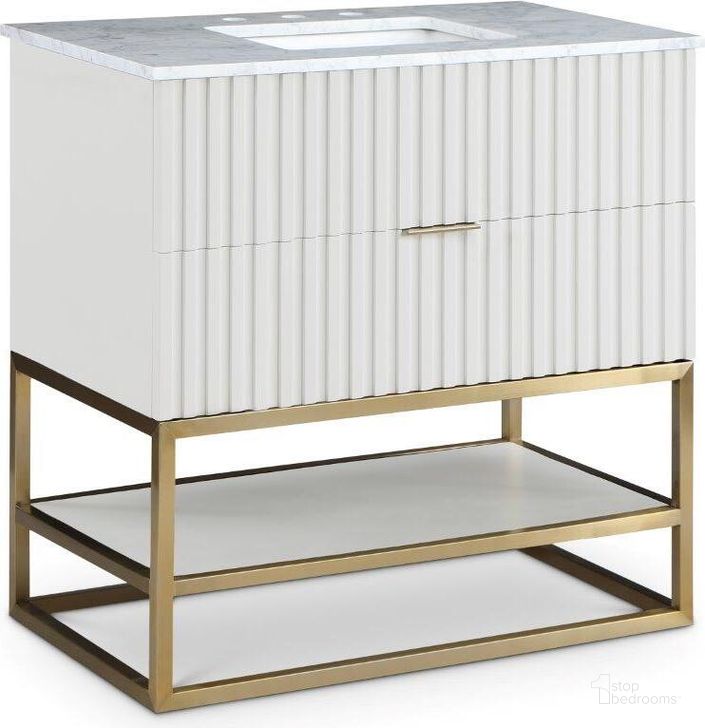 The appearance of Reseda Pl White Bathroom Vanity Bathroom Furniture 0qb24543895 designed by Furnique in the modern / contemporary interior design. This white piece of furniture  was selected by 1StopBedrooms from Reseda Pl Collection to add a touch of cosiness and style into your home. Sku: 404White-36. Material: Marble. Product Type: Bathroom Vanity. Image1
