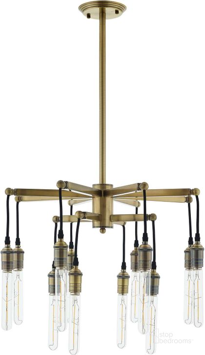 The appearance of Resolve Antique Brass Ceiling Light Pendant Chandelier designed by Modway in the modern / contemporary interior design. This antique brass piece of furniture  was selected by 1StopBedrooms from Resolve Collection to add a touch of cosiness and style into your home. Sku: EEI-3274. Material: Metal. Product Type: Chandelier. Image1