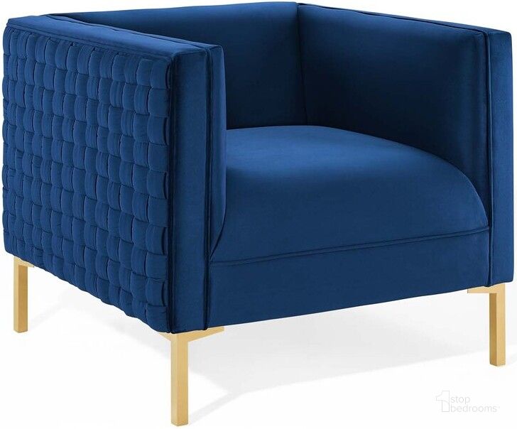 The appearance of Resonate Performance Velvet Armchair In Navy designed by Modway in the glam interior design. This navy piece of furniture  was selected by 1StopBedrooms from Resonate Collection to add a touch of cosiness and style into your home. Sku: EEI-3916-NAV. Product Type: Living Room Chair. Material: Foam. Image1