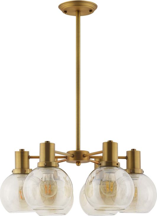 The appearance of Resound Amber Glass And Brass Pendant Chandelier designed by Modway in the modern / contemporary interior design. This amber piece of furniture  was selected by 1StopBedrooms from Resound Collection to add a touch of cosiness and style into your home. Sku: EEI-3272. Material: Metal. Product Type: Chandelier. Image1