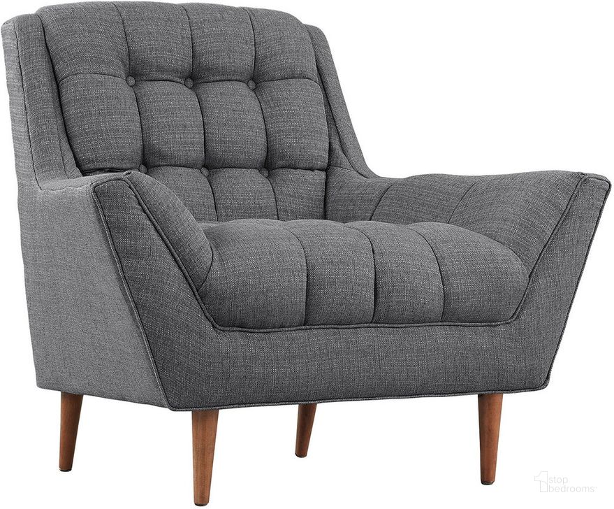 The appearance of Response Upholstered Fabric Armchair In Gray designed by Modway in the modern / contemporary interior design. This gray piece of furniture  was selected by 1StopBedrooms from Response Collection to add a touch of cosiness and style into your home. Sku: EEI-1786-DOR. Product Type: Living Room Chair. Material: Foam. Image1