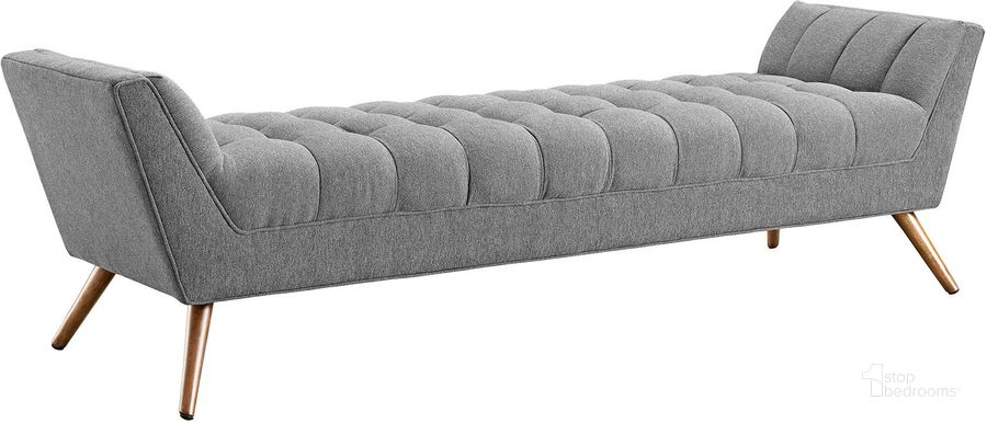 The appearance of Response Gray Upholstered Fabric Bench EEI-1790-GRY designed by Modway in the modern / contemporary interior design. This light gray piece of furniture  was selected by 1StopBedrooms from Response Collection to add a touch of cosiness and style into your home. Sku: EEI-1790-GRY. Material: Wood. Product Type: Bench. Image1