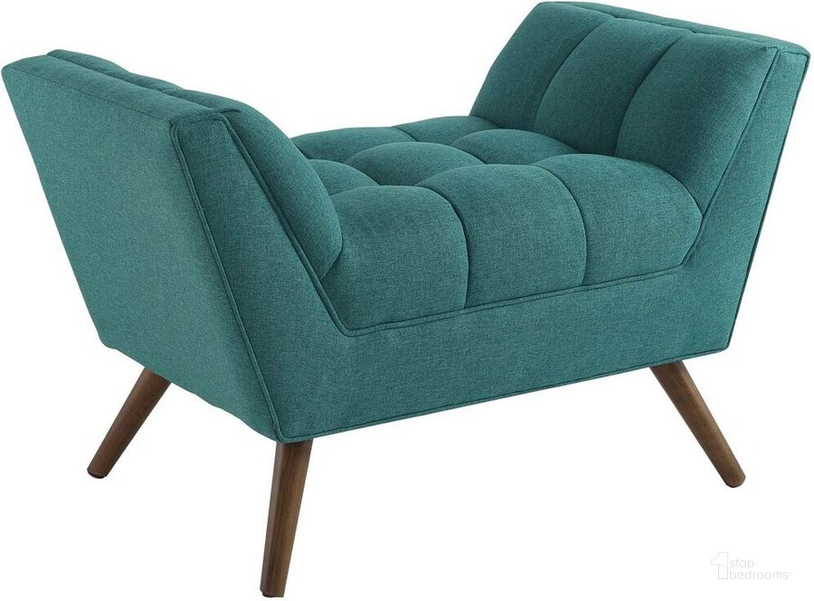 The appearance of Response Upholstered Fabric Ottoman In Teal designed by Modway in the  interior design. This teal piece of furniture  was selected by 1StopBedrooms from Response Collection to add a touch of cosiness and style into your home. Sku: EEI-1791-TEA. Product Type: Ottoman. Material: Foam. Image1