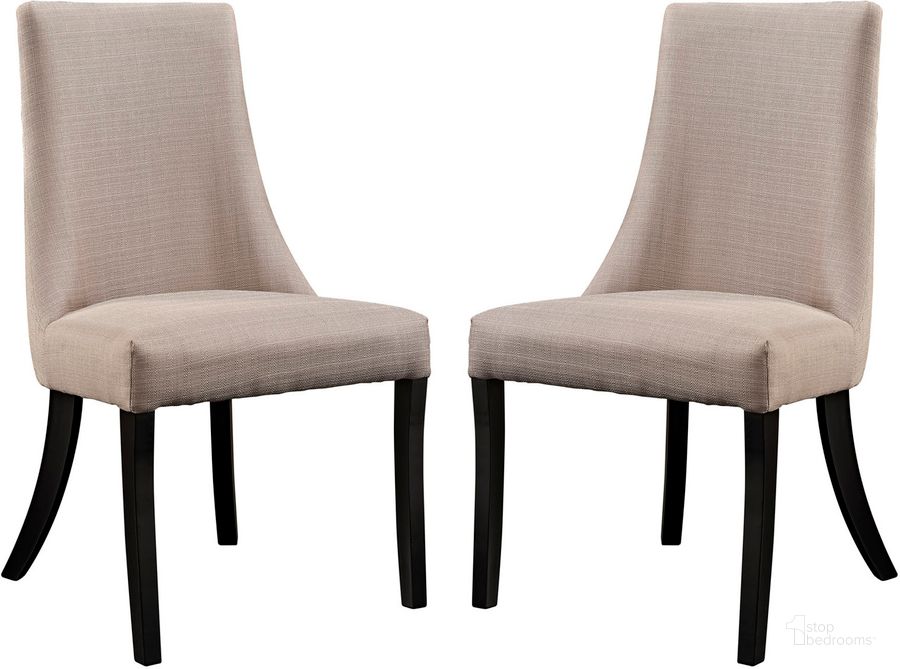 The appearance of Reverie Beige Dining Side Chair Set of 2 designed by Modway in the modern / contemporary interior design. This beige piece of furniture  was selected by 1StopBedrooms from Reverie Collection to add a touch of cosiness and style into your home. Sku: EEI-1297-BEI. Product Type: Side Chair. Material: Rubberwood. Image1