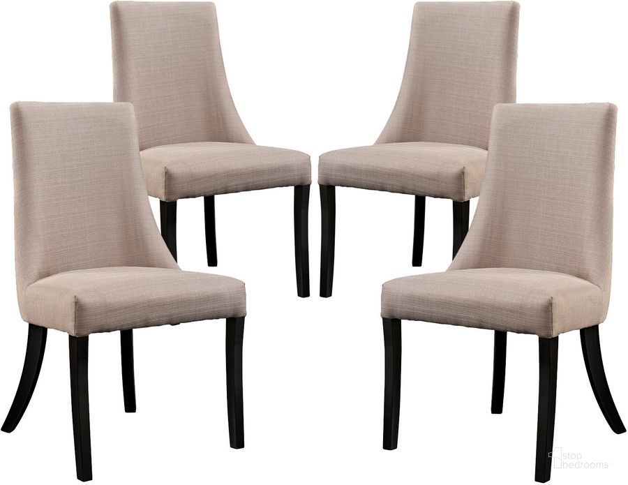 The appearance of Reverie Beige Dining Side Chair Set of 4 designed by Modway in the modern / contemporary interior design. This beige piece of furniture  was selected by 1StopBedrooms from Reverie Collection to add a touch of cosiness and style into your home. Sku: EEI-1677-BEI. Product Type: Side Chair. Material: Rubberwood. Image1