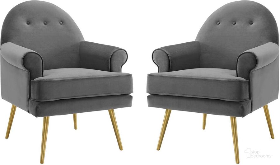 The appearance of Revive Armchair Performance Velvet Set of 2 EEI-4295-GRY designed by Modway in the modern / contemporary interior design. This gray piece of furniture  was selected by 1StopBedrooms from Revive Collection to add a touch of cosiness and style into your home. Sku: EEI-4295-GRY. Product Type: Arm Chair. Material: Pine. Image1