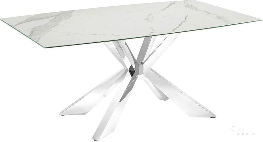 The appearance of Reydon White Dining Table 0qd24431888 designed by Luxury Loft in the modern / contemporary interior design. This white marble piece of furniture  was selected by 1StopBedrooms from Reydon Collection to add a touch of cosiness and style into your home. Sku: TC-MFIX01MAR. Table Base Style: Trestle. Product Type: Dining Table. Table Top Shape: Rectangular. Material: Stainless Steel. Size: 71.