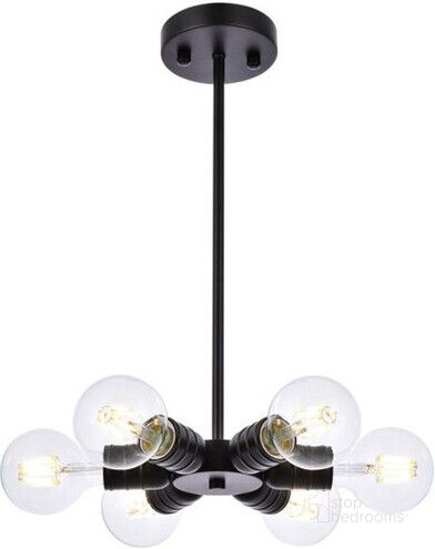 The appearance of Reyes 6 Lights Black Pendant designed by Elegant Lighting in the transitional interior design. This black piece of furniture  was selected by 1StopBedrooms from Reyes Collection to add a touch of cosiness and style into your home. Sku: LD2338BK. Product Type: Pendant Lighting. Material: Iron. Image1