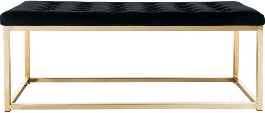 The appearance of Reynolds Black/Brass Velvet Bench designed by Safavieh in the modern / contemporary interior design. This brass and black piece of furniture  was selected by 1StopBedrooms from Reynolds Collection to add a touch of cosiness and style into your home. Sku: FOX6225E. Material: Metal. Product Type: Bench. Image1