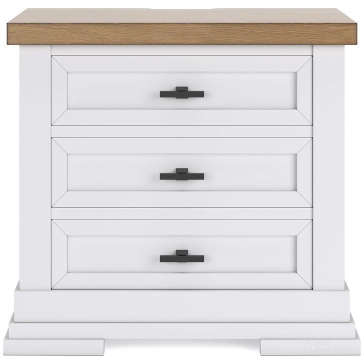 The appearance of Rhema Nightstand In White/Natural designed by Luxe Linea in the transitional interior design. This white/natural piece of furniture  was selected by 1StopBedrooms from Rhema Collection to add a touch of cosiness and style into your home. Sku: B844-93. Material: Wood. Product Type: Nightstand. Image1