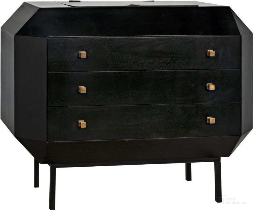 The appearance of Rhiana Dresser In Hand Rubbed Black designed by Noir in the transitional interior design. This black piece of furniture  was selected by 1StopBedrooms from  to add a touch of cosiness and style into your home. Sku: GDRE224HB. Product Type: Dresser. Material: Wood Veneer. Image1
