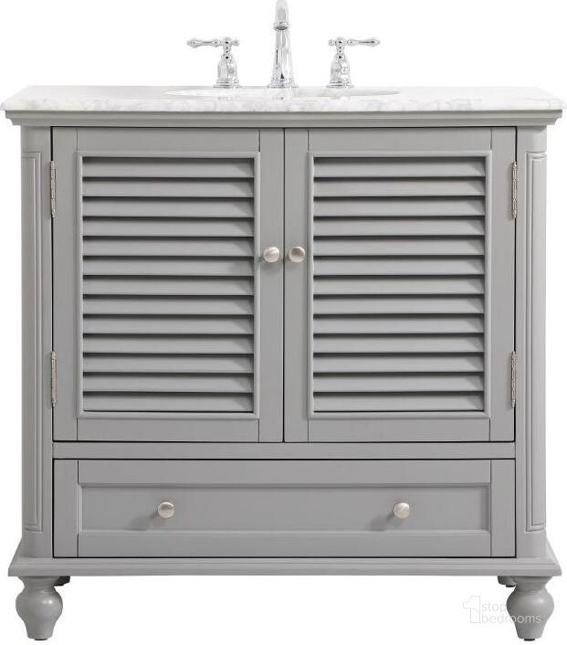 The appearance of Rhodes 36 Inch Single Bathroom Vanity In Grey designed by Elegant Lighting in the coastal interior design. This grey piece of furniture  was selected by 1StopBedrooms from Rhodes Collection to add a touch of cosiness and style into your home. Sku: VF30536GR. Material: Wood. Product Type: Bathroom Vanity. Image1