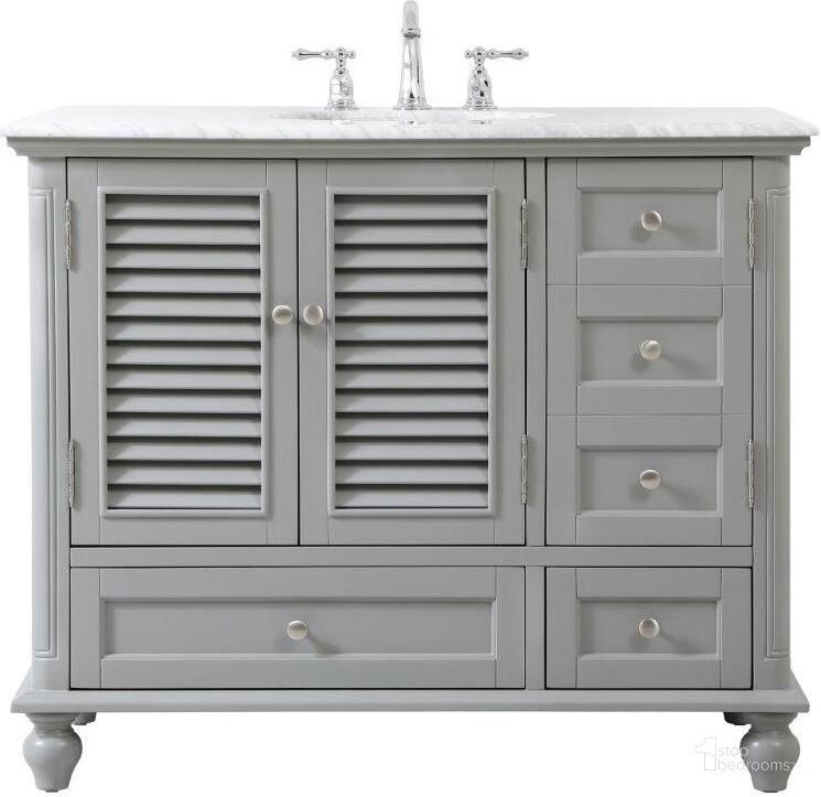 The appearance of Rhodes 42 Inch Single Bathroom Vanity In Grey designed by Elegant Lighting in the coastal interior design. This grey piece of furniture  was selected by 1StopBedrooms from Rhodes Collection to add a touch of cosiness and style into your home. Sku: VF30542GR. Material: Wood. Product Type: Bathroom Vanity. Image1