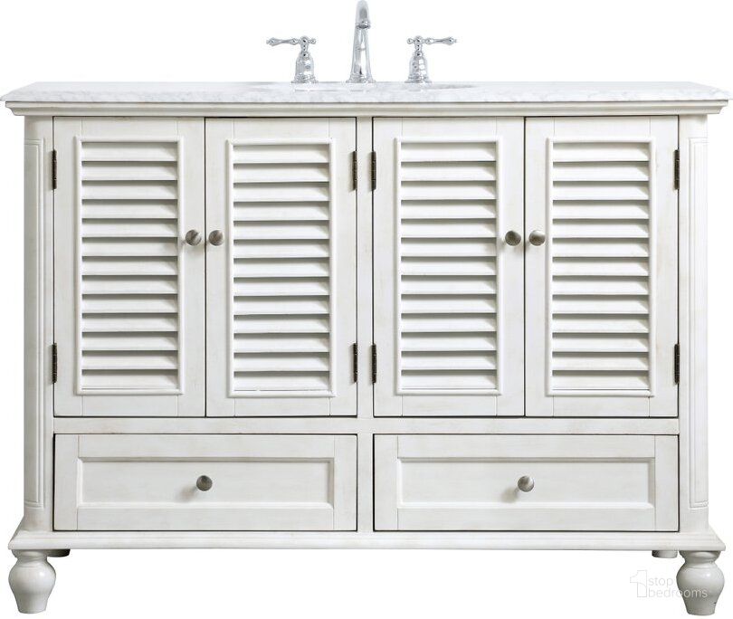 The appearance of Rhodes 48 Inch Single Bathroom Vanity In Antique White designed by Elegant Lighting in the coastal interior design. This antique white piece of furniture  was selected by 1StopBedrooms from Rhodes Collection to add a touch of cosiness and style into your home. Sku: VF30548AW. Material: Wood. Product Type: Bathroom Vanity. Image1