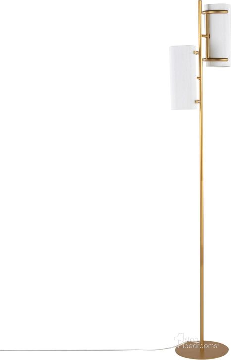 The appearance of Rhonda Floor Lamp in Gold Metal with White Shade designed by Lumisource in the modern / contemporary interior design. This white piece of furniture  was selected by 1StopBedrooms from Rhonda Collection to add a touch of cosiness and style into your home. Sku: LFL-RHONDA AUW. Material: Metal. Product Type: Floor Lamp. Image1