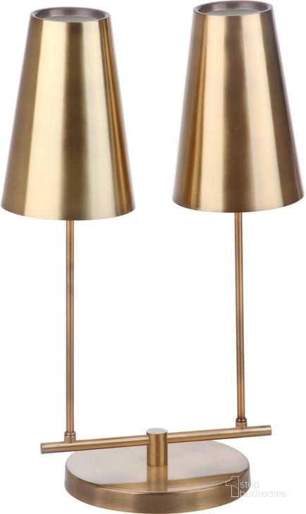 The appearance of Rianon Brass Gold 22.5 Inch H Table Lamp designed by Safavieh in the modern / contemporary interior design. This gold piece of furniture  was selected by 1StopBedrooms from Safavieh TBL Collection to add a touch of cosiness and style into your home. Sku: TBL4039A. Product Type: Table Lamp. Material: Brass. Image1
