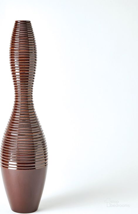 The appearance of Ribbed Large Vase In Garnet designed by Global Views in the modern / contemporary interior design. This red piece of furniture  was selected by 1StopBedrooms from Ribbed Collection to add a touch of cosiness and style into your home. Sku: 1.10872. Material: Ceramic. Product Type: Vase. Image1