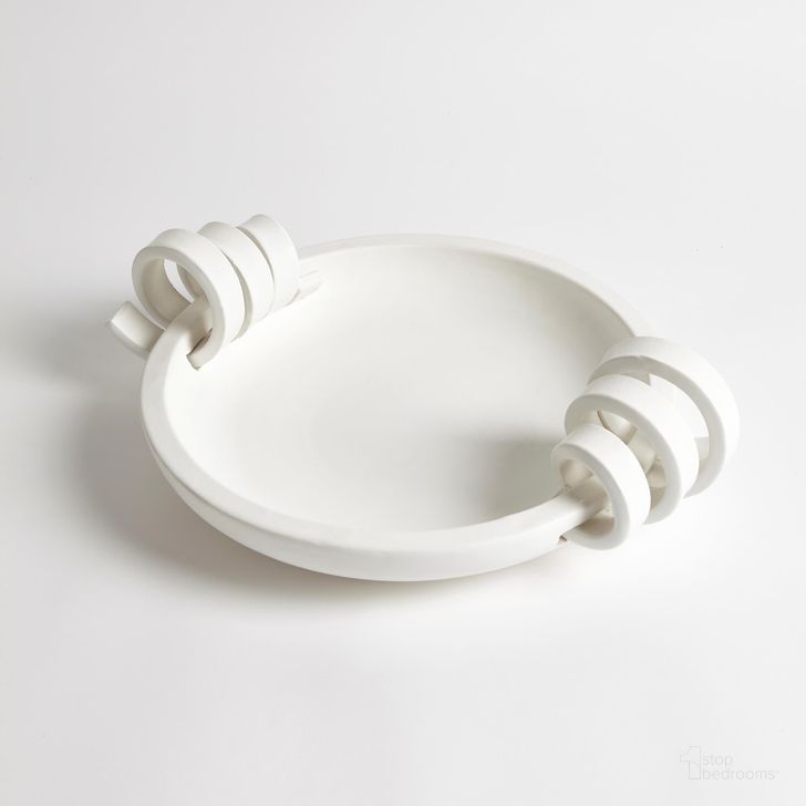 The appearance of Ribbon Handle Compote In Matte White designed by Global Views in the modern / contemporary interior design. This white piece of furniture  was selected by 1StopBedrooms from Ribbon Collection to add a touch of cosiness and style into your home. Sku: 3.31515. Material: Ceramic. Product Type: Decorative Accessory. Image1