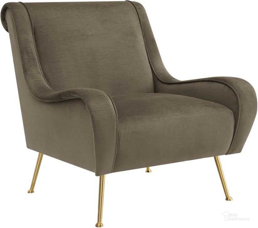 The appearance of Ricci Upholstered Saddle Arms Accent Chair In Truffle and Gold designed by Coaster in the modern / contemporary interior design. This truffle/gold piece of furniture  was selected by 1StopBedrooms from Ricci Collection to add a touch of cosiness and style into your home. Sku: 903044. Material: Upholstered. Product Type: Accent Chair. Image1