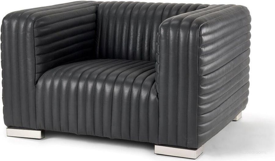 The appearance of Ricciardo Black Leather Upholstered Arm Chair designed by Mercana in the modern / contemporary interior design. This black piece of furniture  was selected by 1StopBedrooms from Ricciardo Collection to add a touch of cosiness and style into your home. Sku: 70190. Material: Leather. Product Type: Accent Chair. Image1