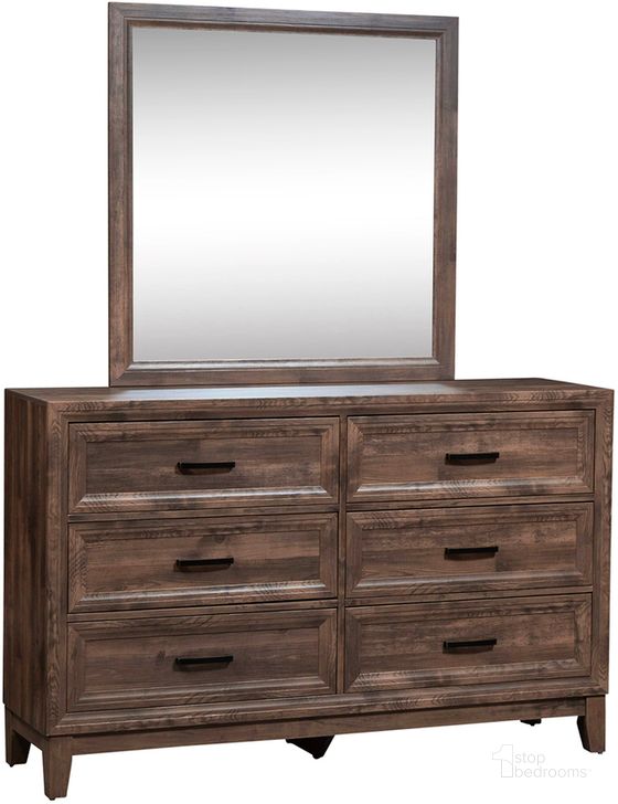 The appearance of Ridgecrest Dresser And Mirror In Light Brown designed by Liberty in the transitional interior design. This light brown piece of furniture  was selected by 1StopBedrooms from Ridgecrest Collection to add a touch of cosiness and style into your home. Sku: 384-BR31;384-BR51. Product Type: Dresser and Mirror. Material: Rubberwood. Image1