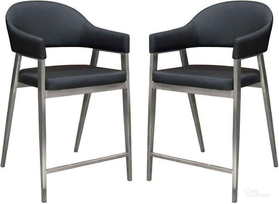 The appearance of Rieti Black Counter Height Chair Dining Chair Set of 2 designed by Boho House in the modern / contemporary interior design. This black piece of furniture  was selected by 1StopBedrooms from Rieti Collection to add a touch of cosiness and style into your home. Sku: ADELESTBL2PK. Product Type: Counter Height Chair. Material: PU. Image1