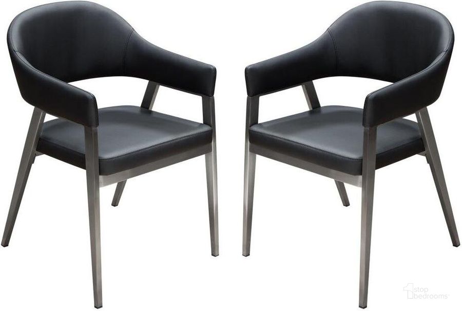 The appearance of Rieti Black Dining Chair Set of 2 designed by Boho House in the modern / contemporary interior design. This black piece of furniture  was selected by 1StopBedrooms from Rieti Collection to add a touch of cosiness and style into your home. Sku: ADELEDCBL2PK. Product Type: Dining Chair. Material: PU. Image1