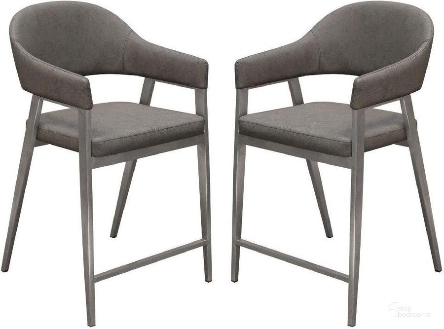 The appearance of Rieti Grey Dining Chair Set of 2 designed by Boho House in the modern / contemporary interior design. This grey piece of furniture  was selected by 1StopBedrooms from Rieti Collection to add a touch of cosiness and style into your home. Sku: ADELESTGR2PK. Product Type: Counter Height Chair. Material: PU. Image1