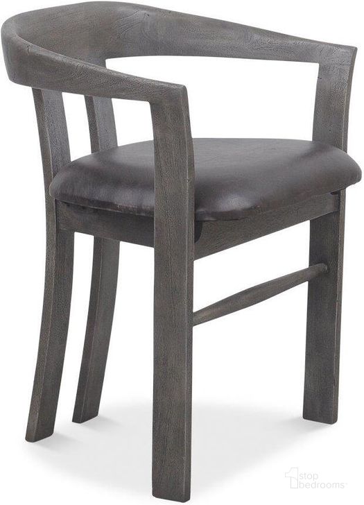The appearance of Rift Gray Leather Dining Chair designed by Sarreid in the modern / contemporary interior design. This grey piece of furniture  was selected by 1StopBedrooms from Rift Collection to add a touch of cosiness and style into your home. Sku: 40748. Product Type: Dining Chair. Image1