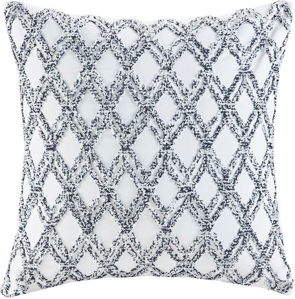 The appearance of Riko Cotton Embroidered Square Pillow In Navy designed by Olliix in the country / farmhouse interior design. This navy piece of furniture  was selected by 1StopBedrooms from Riko Collection to add a touch of cosiness and style into your home. Sku: II30-1078. Material: Polyester. Product Type: Pillow. Image1