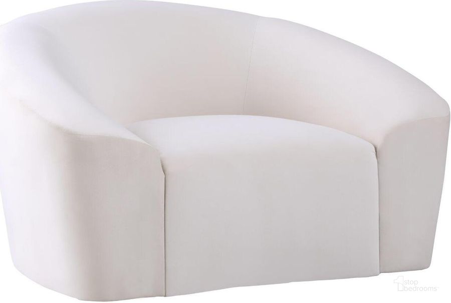 The appearance of Riley Cream Velvet Chair designed by Meridian in the modern / contemporary interior design. This cream velvet piece of furniture  was selected by 1StopBedrooms from Riley Collection to add a touch of cosiness and style into your home. Sku: 610Cream-C. Product Type: Living Room Chair. Material: Velvet. Image1
