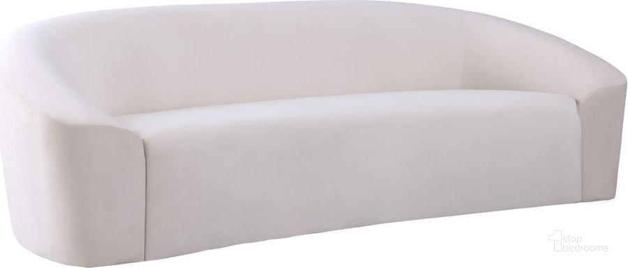 The appearance of Riley Cream Velvet Sofa designed by Meridian in the modern / contemporary interior design. This cream velvet piece of furniture  was selected by 1StopBedrooms from Riley Collection to add a touch of cosiness and style into your home. Sku: 610Cream-S. Product Type: Sofa. Material: Velvet. Image1