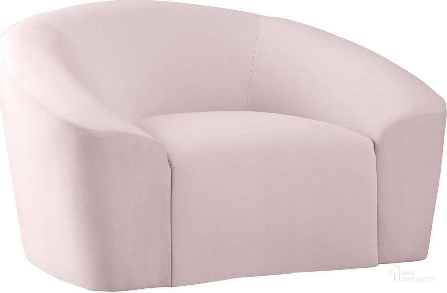 The appearance of Riley Pink Velvet Chair designed by Meridian in the modern / contemporary interior design. This pink velvet piece of furniture  was selected by 1StopBedrooms from Riley Collection to add a touch of cosiness and style into your home. Sku: 610Pink-C. Product Type: Living Room Chair. Material: Velvet. Image1