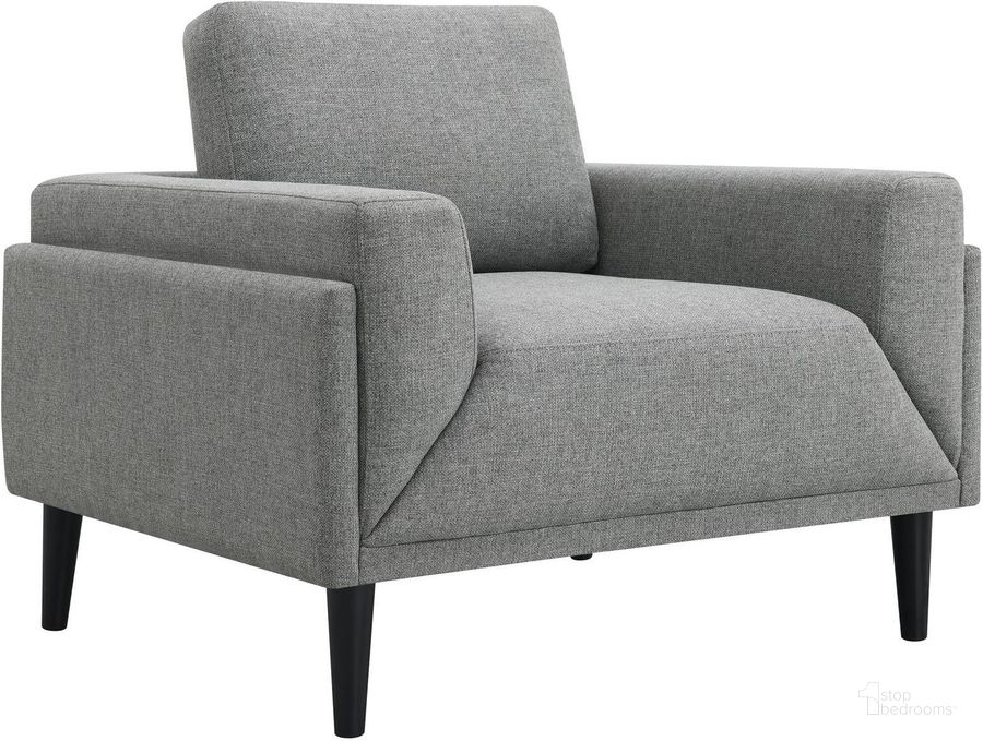 The appearance of Rilynn Upholstered Track Arms Chair In Grey designed by Coaster in the modern / contemporary interior design. This grey piece of furniture  was selected by 1StopBedrooms from Rilynn Collection to add a touch of cosiness and style into your home. Sku: 509526. Material: Upholstered. Product Type: Accent Chair. Image1