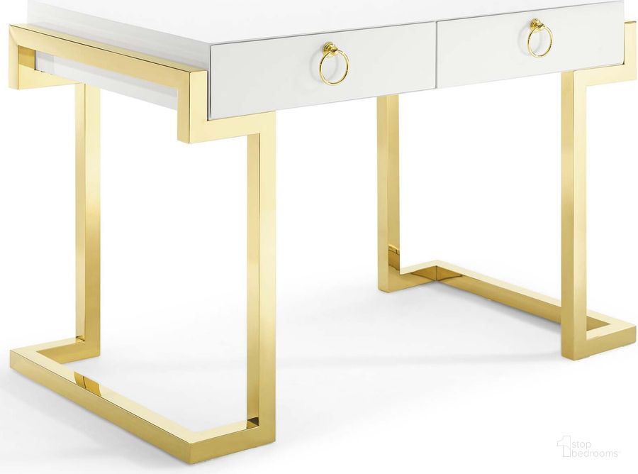 The appearance of Ring Gold and White Office Desk designed by Modway in the modern / contemporary interior design. This gold and white piece of furniture  was selected by 1StopBedrooms from Ring Collection to add a touch of cosiness and style into your home. Sku: EEI-3862-GLD-WHI. Material: Steel. Product Type: Office Desk. Image1