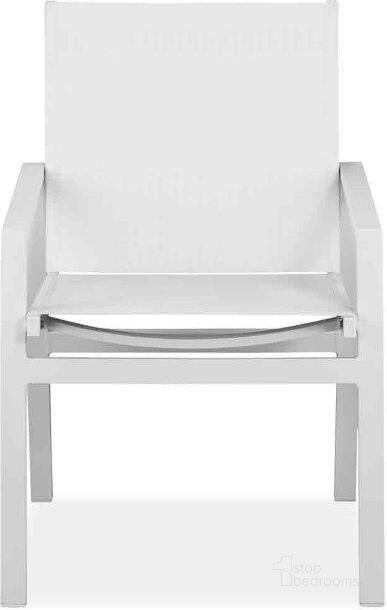 The appearance of Rio White Indoor/Outdoor Dining Arm Chair Set of 2 designed by Whiteline Modern Living in the modern / contemporary interior design. This white piece of furniture  was selected by 1StopBedrooms from Rio Collection to add a touch of cosiness and style into your home. Sku: DAC1593-WHT. Material: Aluminum. Product Type: Dining Chair. Image1