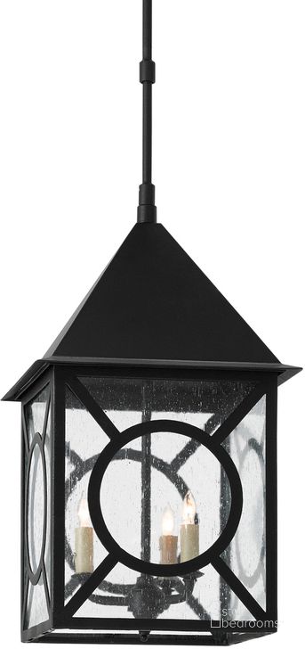 The appearance of Ripley Large Outdoor Lantern In Midnight designed by Currey & Company in the modern / contemporary interior design. This midnight piece of furniture  was selected by 1StopBedrooms from Ripley Collection to add a touch of cosiness and style into your home. Sku: 9500-0008. Product Type: Outdoor Lighting. Material: Iron.
