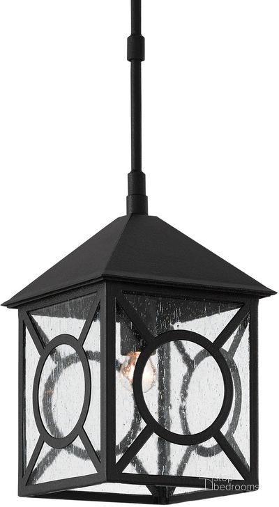 The appearance of Ripley Small Outdoor Lantern In Midnight designed by Currey & Company in the modern / contemporary interior design. This midnight piece of furniture  was selected by 1StopBedrooms from Ripley Collection to add a touch of cosiness and style into your home. Sku: 9500-0007. Product Type: Outdoor Lighting. Material: Iron.