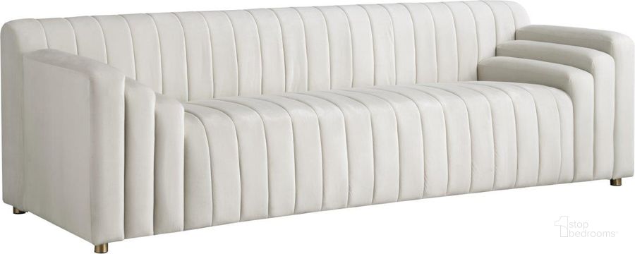 The appearance of Riplington Cream Velvet Sofa designed by Furnique in the modern / contemporary interior design. This cream velvet piece of furniture  was selected by 1StopBedrooms from Riplington Collection to add a touch of cosiness and style into your home. Sku: 637Cream-S. Product Type: Sofa. Material: Velvet. Image1