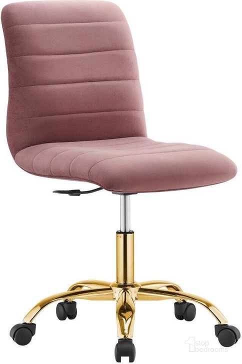 The appearance of Ripple Armless Performance Velvet Office Chair In Gold Dusty Rose designed by Modway in the transitional interior design. This gold dusty rose piece of furniture  was selected by 1StopBedrooms from Ripple Collection to add a touch of cosiness and style into your home. Sku: EEI-4972-GLD-DUS. Material: Polyester. Product Type: Office Chair. Image1